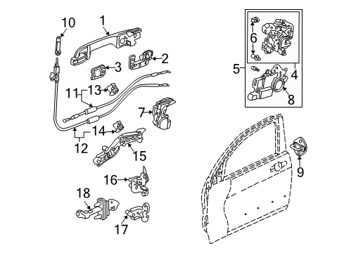 2003 Honda Accord Front Door Handle Assembly, Left Rear Door (Outer) (Eternal Blue Pearl) Diagram for 72680-SDA-A01ZB