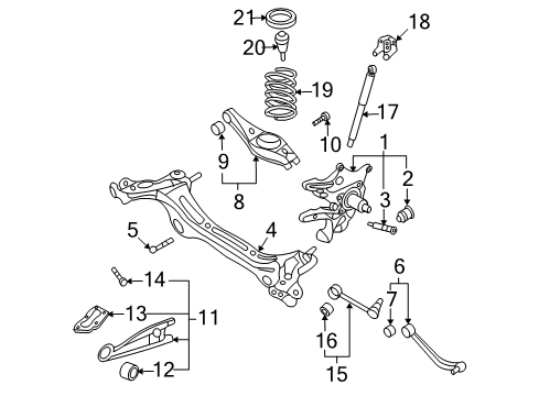 2008 Kia Sedona Rear Suspension Components, Lower Control Arm, Upper Control Arm, Stabilizer Bar Bracket-Trailing Arm Mounting Diagram for 551314D000