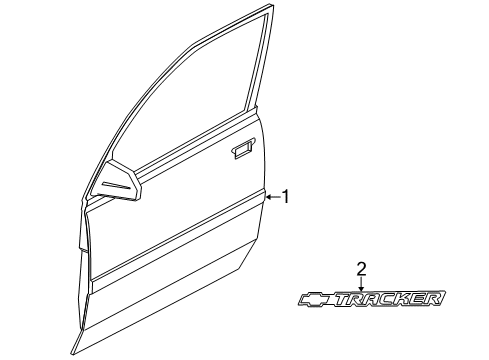 2002 Chevrolet Tracker Exterior Trim - Front Door Molding, Front Side Door Center Diagram for 30022985