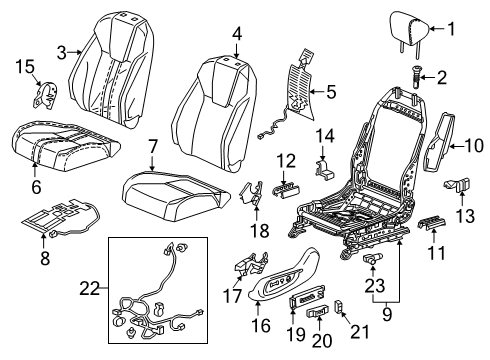 2019 Honda Insight Heated Seats Module Holder L, FR. Diagram for 81560-TBA-A11