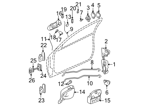 2003 Oldsmobile Alero Front Door Power Regulator Diagram for 22702137