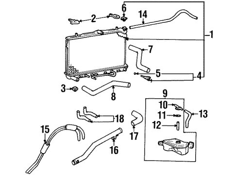 1999 Hyundai Elantra Radiator & Components Bracket Assembly-Radiator Mounting, Upper Diagram for 25333-29000