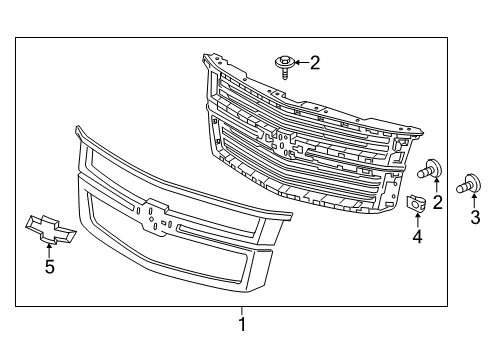 2019 Chevrolet Suburban Grille & Components Emblem Diagram for 84690301