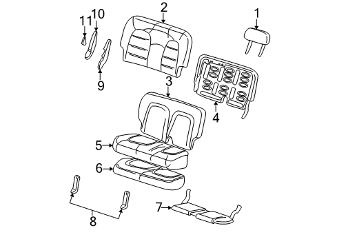 2002 Ford Explorer Rear Seat Components Seat Cushion Diagram for 1L2Z-7863840-CA