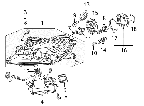 2003 Honda S2000 Headlamps Lamp Unit, Passenger Side Turn Diagram for 33801-S2A-023