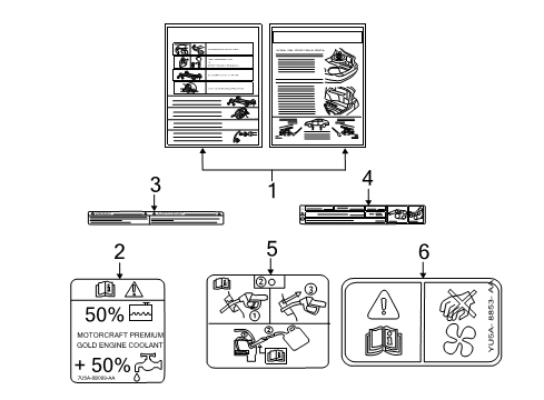 2010 Ford Fusion Information Labels Label Diagram for 7U5Z-8B099-A