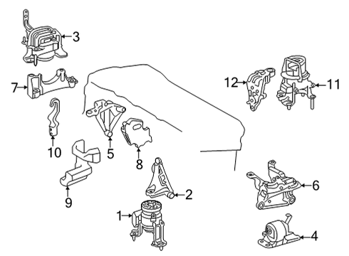 2022 Lexus NX250 Engine & Trans Mounting Rear Mount Bracket Diagram for 12303-25010