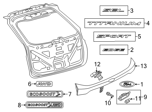 2015 Ford Edge Parking Aid Release Handle Diagram for FT4Z-5841018-AD