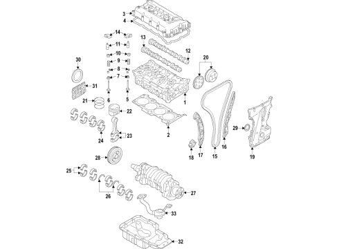 2020 Kia Optima Engine Parts, Mounts, Cylinder Head & Valves, Camshaft & Timing, Variable Valve Timing, Oil Pan, Oil Pump, Balance Shafts, Crankshaft & Bearings, Pistons, Rings & Bearings Bearing Pair Set-C/ROD Diagram for 23060-2E110