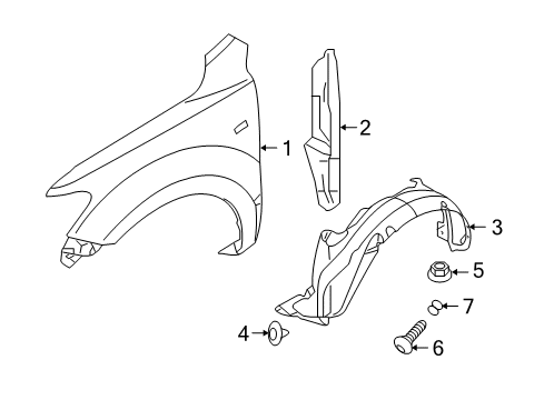 2011 Hyundai Santa Fe Fender & Components Front Wheel Guard Assembly, Left Diagram for 86810-0W200