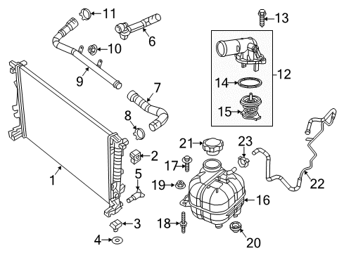 2021 Jeep Cherokee Radiator & Components Coolant Recovery Bottle Cap Diagram for 68442532AA