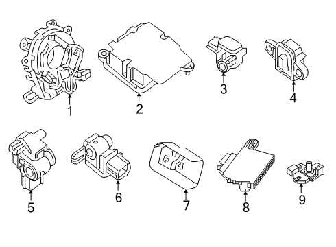 2020 Infiniti QX60 Air Bag Components Sensor-Side, Air Bag Center Diagram for 98820-9NG9A