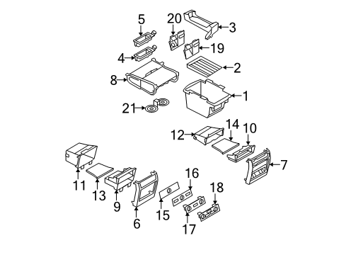 2009 BMW X5 Front Console Covering Rear Diagram for 51166973507