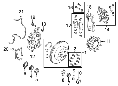 2019 Ford F-350 Super Duty Front Brakes Outer Bearing Cap Diagram for 7C3Z-1131-A