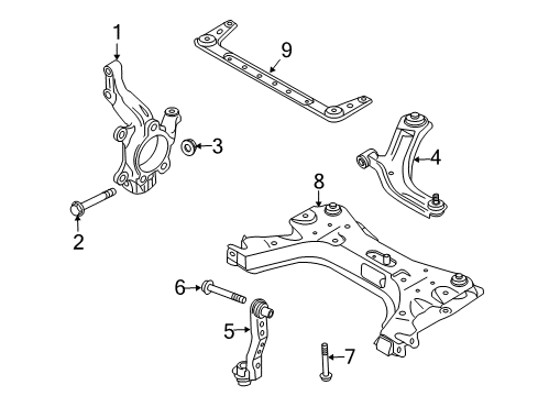 2013 Nissan Cube Front Suspension Components, Lower Control Arm, Stabilizer Bar Bolt Diagram for 54459-EE94A