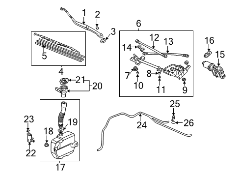 2002 Acura TL Wiper & Washer Components Clip, Washer Nozzle Diagram for 91524-SK7-000