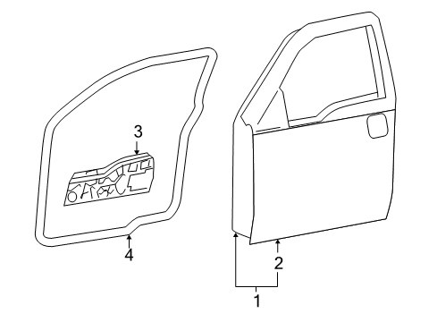 2006 Ford F-150 Front Door Weatherstrip On Body Diagram for 7L3Z-1820709-A