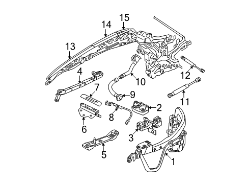 2012 BMW 328i Frame & Components - Retractable TOP Bracket, Main Bearing, Rear Module, Left Diagram for 54347157755