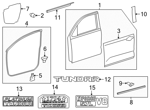 2014 Toyota Tundra Front Door & Components, Exterior Trim Belt Weatherstrip Diagram for 68160-0C020