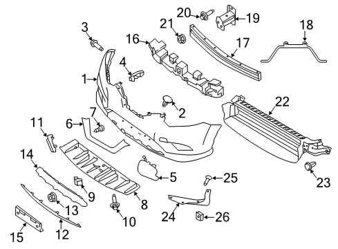 2019 Nissan Rogue Bumper & Components, Spoiler Bolt Diagram for 01125-E8021