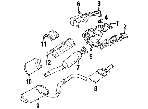 1996 Chrysler Cirrus Exhaust Components, Exhaust Manifold Shield-Exhaust Manifold Diagram for 4663484