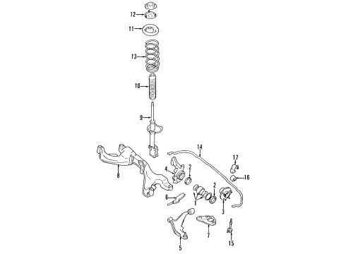 2001 Infiniti I30 Front Suspension Components, Lower Control Arm, Stabilizer Bar Front Wheel Bearing Assembly Diagram for 40210-2Y000