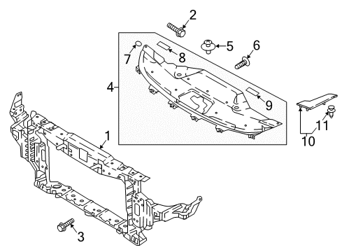 2021 Kia Stinger Radiator Support Cover Assembly-Fender Side Diagram for 84140J5000