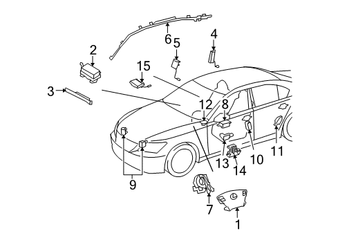 2010 Lexus LS460 Air Bag Components Side Sensor Diagram for 89831-33020