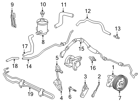 2001 Honda Odyssey P/S Pump & Hoses, Steering Gear & Linkage Pump Sub-Assembly, Power Steering (Reman) Diagram for 06561-P8F-505RM