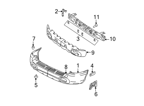 2001 Hyundai Santa Fe Rear Bumper Bracket-Rear Bumper Lower Support, LH Diagram for 86683-26000