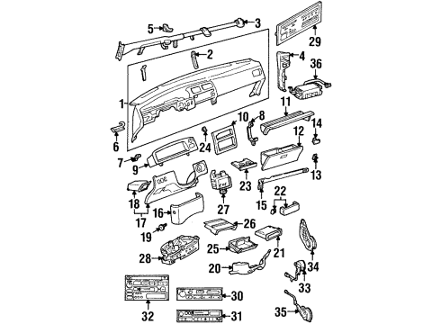 1996 Toyota T100 A/C & Heater Control Units Opening Trim Diagram for 55521-37030