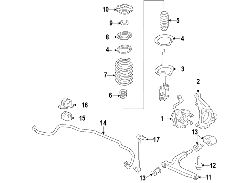 2008 Chevrolet Malibu Front Suspension Components, Lower Control Arm, Stabilizer Bar Stabilizer Bar Diagram for 20841711