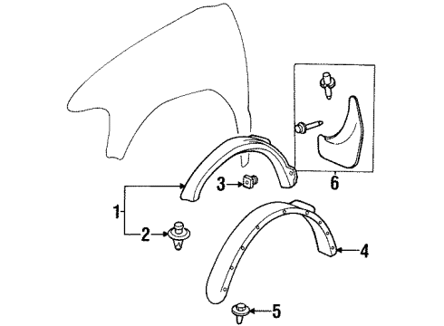 1995 Kia Sportage Exterior Trim - Fender FASTENER Diagram for 0HF9051R11