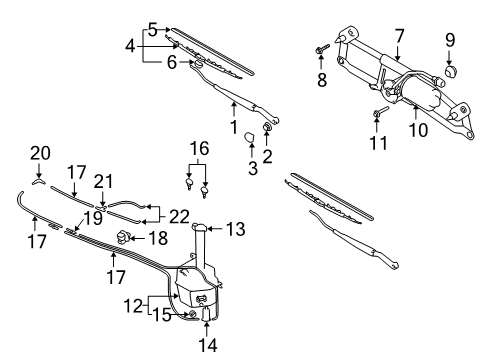 2003 Hyundai Elantra Wiper & Washer Components Link Assembly-Windshield Wiper Diagram for 98120-2D000