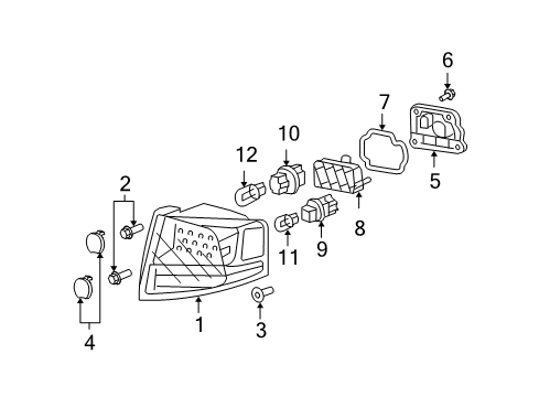 2010 Acura MDX Bulbs Gasket, Back Cover Diagram for 33504-STX-A01