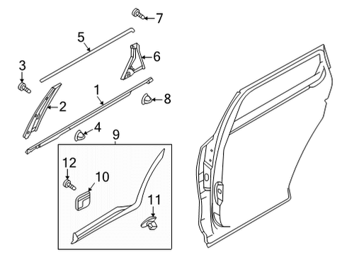 2022 Kia Sorento Exterior Trim - Rear Door W/STRIP Assembly-Rr Dr B Diagram for 83220P2001