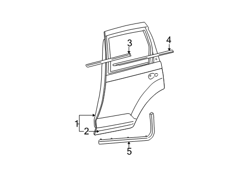 2003 Chrysler PT Cruiser Rear Door WEATHERSTRIP-SILL Rear Secondary Diagram for 4724771AB