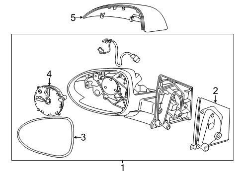 2020 Chevrolet Sonic Mirrors Mirror Assembly Gasket Diagram for 95130443
