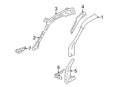 2019 Toyota 86 Hinge Pillar Weatherstrip Pillar Reinforcement Diagram for SU003-01275