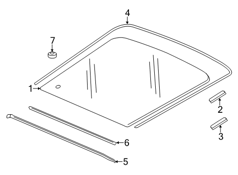 2011 Honda CR-Z Lift Gate - Glass & Hardware Seal, RR. Windshield (Lower) Diagram for 73227-SZT-000