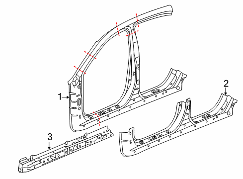 2020 Acura RLX Aperture Panel, Rocker Stiffener, Passenger Side Sill Diagram for 63220-TY2-315ZZ