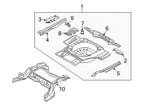 2000 BMW 740i Rear Floor & Rails Right Side Member Diagram for 41118255243