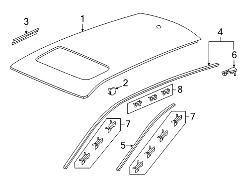 2015 Honda CR-V Roof & Components, Exterior Trim Clip D, Windshield Diagram for 73157-T0A-003