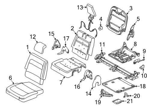 2014 Ford Flex Third Row Seats Seat Back Pad Diagram for BA8Z-7466800-A