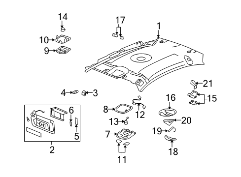 2008 Saturn Aura Interior Trim - Roof Headliner Diagram for 15869631