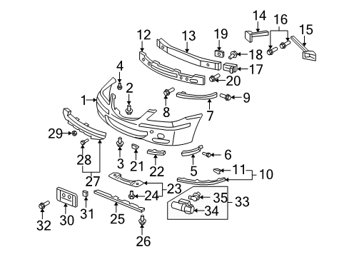 2005 Acura RL Automatic Temperature Controls Plate, Front Bumper Safety (Lower) Diagram for 71115-SJA-000