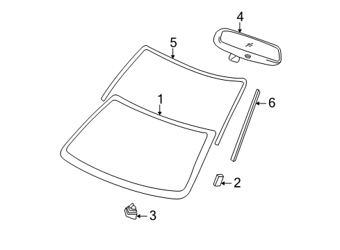 2003 Jeep Grand Cherokee Windshield Glass, Reveal Moldings Molding-Windshield Diagram for 55136902AE