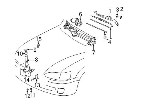 2004 Toyota Camry Wiper & Washer Components Wiper Arm Diagram for 85221-33180