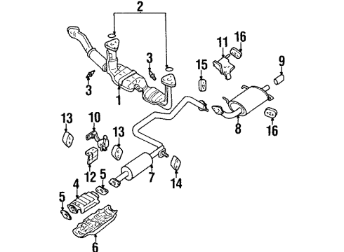 1996 Infiniti I30 Exhaust Components Three Way Catalytic Converter Diagram for 20800-53U25