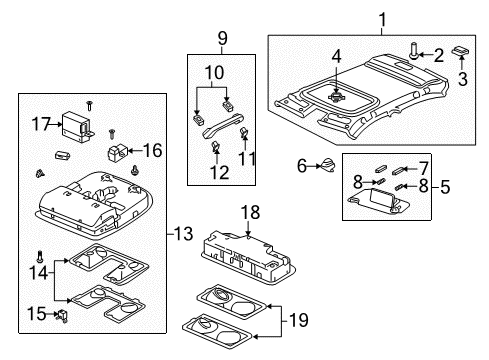 2010 Acura TL Interior Trim - Roof Console (Premium Ivory) Diagram for 36600-TK4-A12ZE